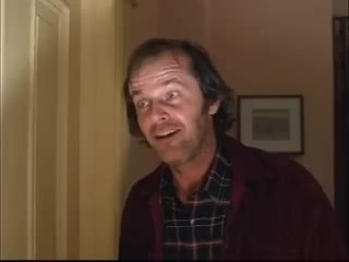 jack nicholson is preparing to film the same scene from the film the shining 1980